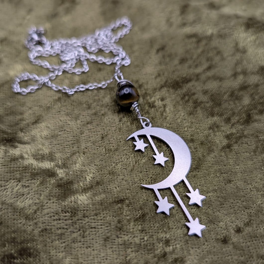 Starry Moon Tigers Eye Necklace