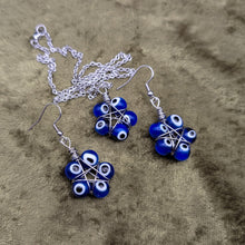 Load image into Gallery viewer, Nazar Pentagram Earrings and Necklace Set
