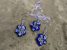 Load image into Gallery viewer, Nazar Pentagram Earrings and Necklace Set
