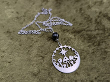 Load image into Gallery viewer, Mush Circle Rainbow Obsidian Necklace
