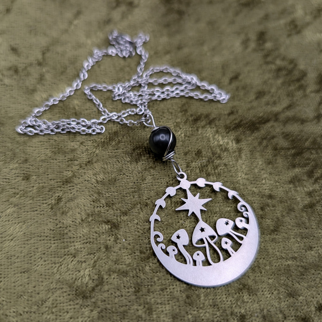 Mush Circle Rainbow Obsidian Necklace