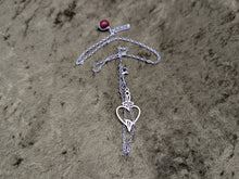 Load image into Gallery viewer, Heart of Daggers Bloodstone Bookmark Necklace
