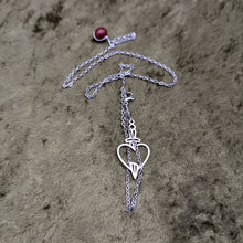 Load image into Gallery viewer, Heart of Daggers Bloodstone Bookmark Necklace
