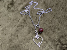 Load image into Gallery viewer, Heart of Daggers Bloodstone Bookmark Necklace
