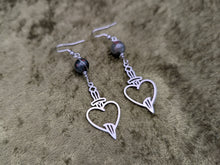 Load image into Gallery viewer, Heart of Daggers Bloodstone Earrings
