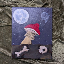 Load image into Gallery viewer, Living Mushrooms Eat Dead People original acrylic mushroom painting by Jenna Rose Katlik

